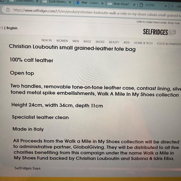 Rare Christian Louboutin walk a mile in my shoes Cabata small genuine - Picture 8 of 8